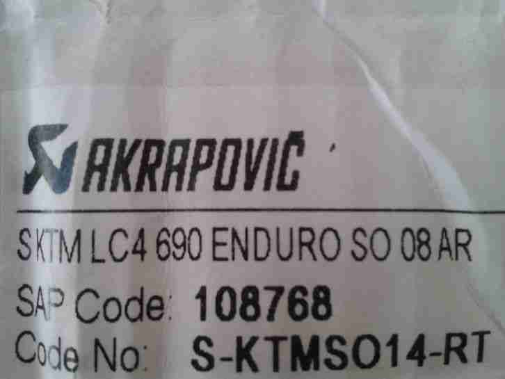 Auspuff, Endschalldämpfer AKRAPOVIC für KTM 690 SMC