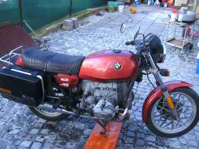 BMW R 45 BJ. 1978 OLDY Oldtimer rot chrom Koffer