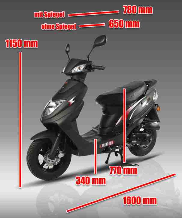 ECO ROLLER SCOOTER MOFA 25 KM/H 49 50 CCM MOTORROLLER SCHWARZ MATT GLANZ NEU