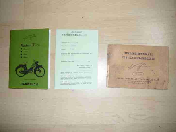 Express Radexi 3 Luxus 3 Gang , Express Werke Neumarkt, Moped mit Papieren. 1958