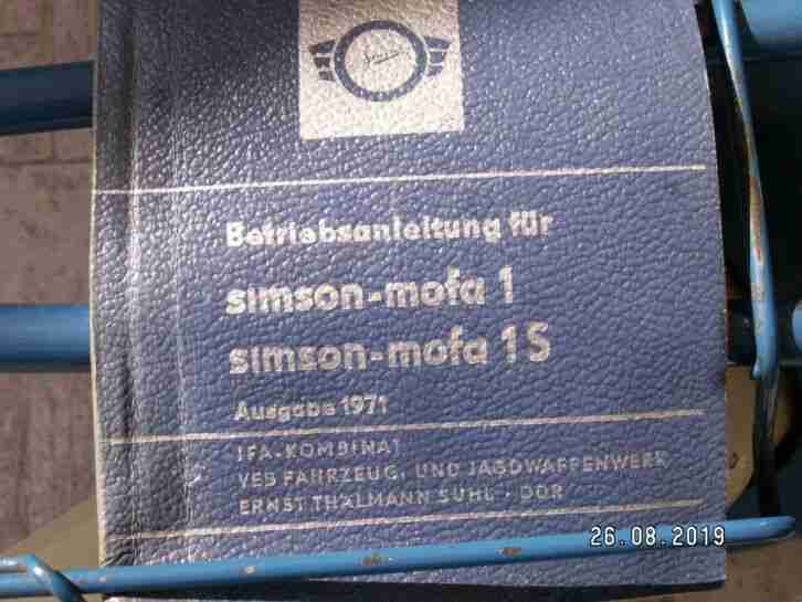 FahrzeugSimson Mofa SL1 blau