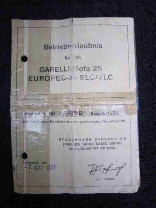 Garelli-Mofa 25 Eurosped 25 SLC/XLC mit Papiere