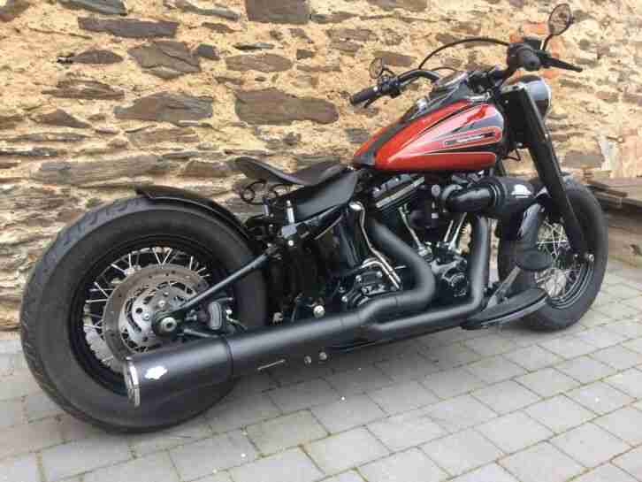 HARLEY DAVIDSON FLS Slim Softail Schwarz/Rot Bobber 103“ keine Fat Boy