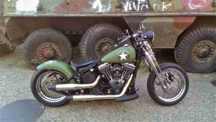 HARLEY- DAVIDSON OLDSCHOOL MILITARY BOBBER SOFTTAIL SPRINGER FXSTS deutsches Mod