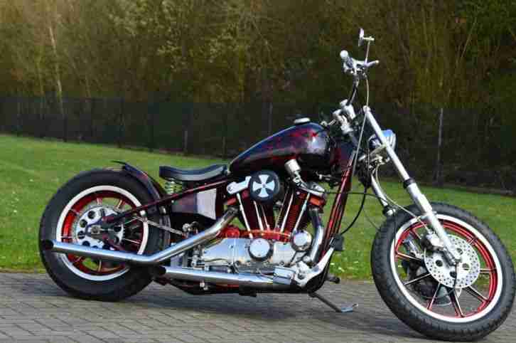 Harley Davidson Ironhead Umbau Bobber Style im Starrahmen ,Einzelstück Airbrush