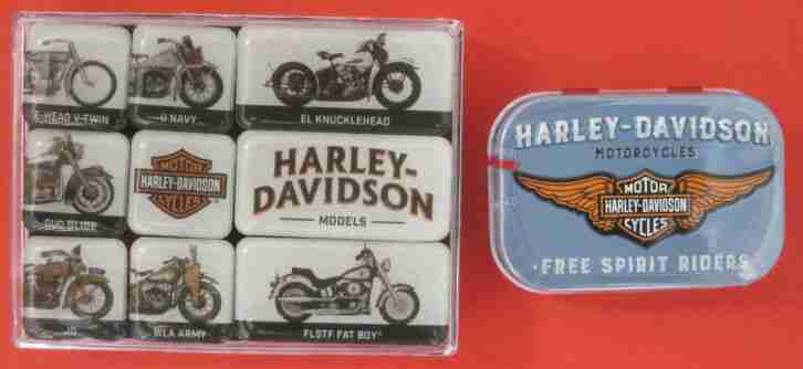 Harley-Davidson - Kühlschrankmagnete + Pillendose