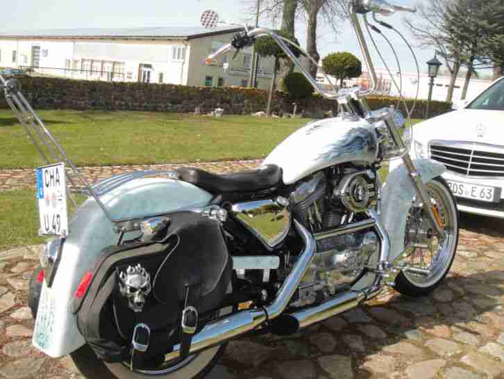 Harley Davidson Sportster ausgefallen Totalumbau geiler Airbrush Super Optik