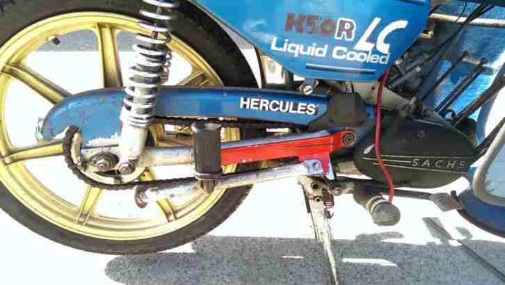 Hercules K 50 LC Blau Motorrad Scheunenfund mit Rennverkleidung 6,25 PS 4350 KM