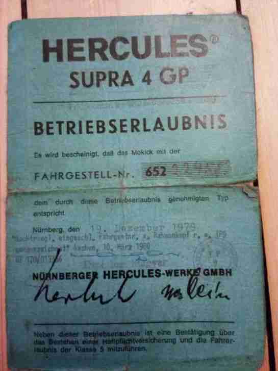 Hercules Supra gp 4 moped mokick MK 50 ccm Oldtimer Scheunenfund