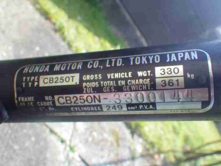 Honda CB 250 N Rahmen mit allen Papieren