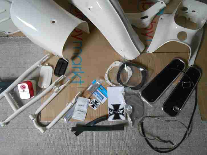 KR51/1 Haupen Panzer Pulverbeschichtet 1013 Perlweiß Trittbrett Gepäckträger