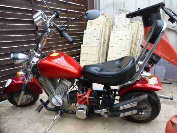 Kinder-Bike, Chopper Bike "Werner", Benzinmotor,Kickstarter, Rot-Metallic