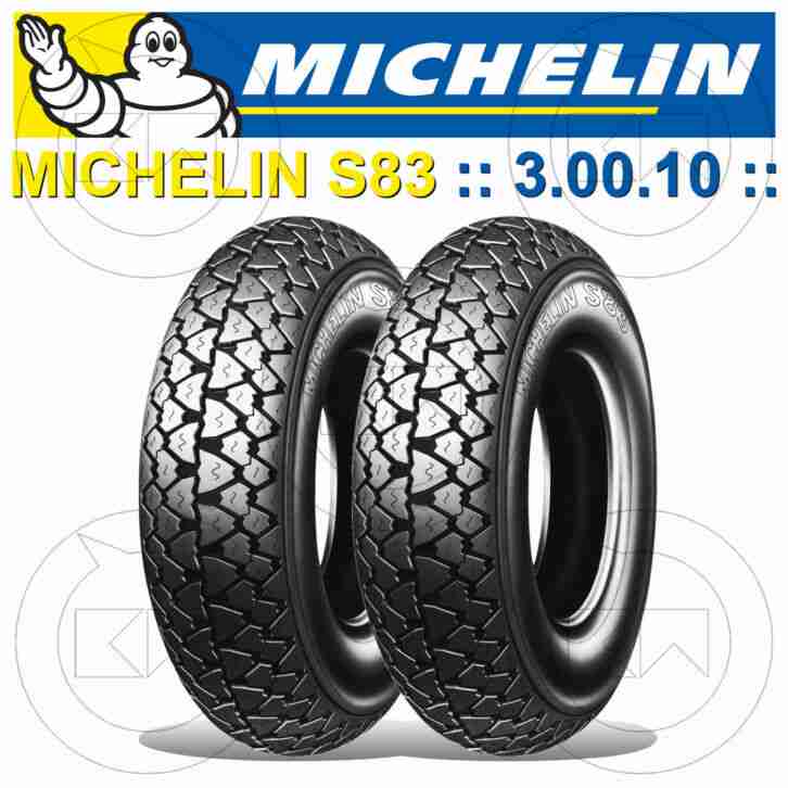 Kit 2 Michelin S83 Bereifung Räder 3.00-10 42j Piaggio Vespa Pk 50 S (V5X2T)