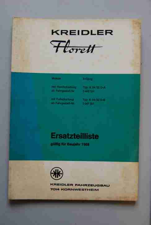 Florett 3 Gang Ersatzteilliste 1968