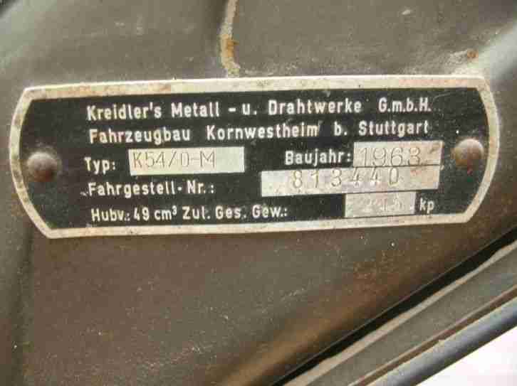 Kreidler Florett 3 Gang in Teile zerlegt Bj.1963 (Bastler- Fahrzeug)