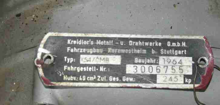 Kreidler Florett Eiertank K54/0-M 1964 Restaurationsabbruch