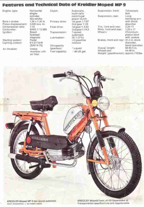 Kreidler Mofa Flory Konvolut MF22 MP9 Kreidler GL und div. Zubehör/Teile