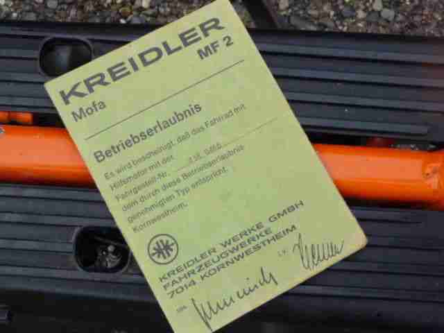 Kreidler Mofa MF2 Bauj.1978 mit 7377 KM und Orginal Betriebsanleitung