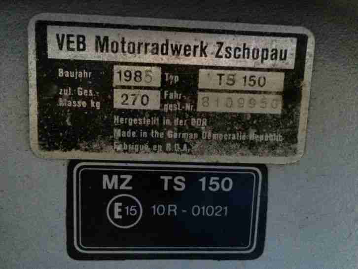 MZ Motorrad Original Zustand + Papiere Fahrbereit