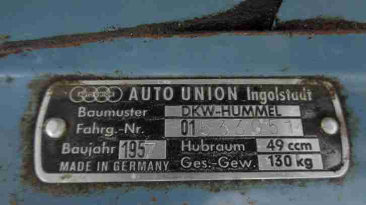 Motorrad DKW 3 Gang Hand Jg. 1957 Oltimer Originalzustand