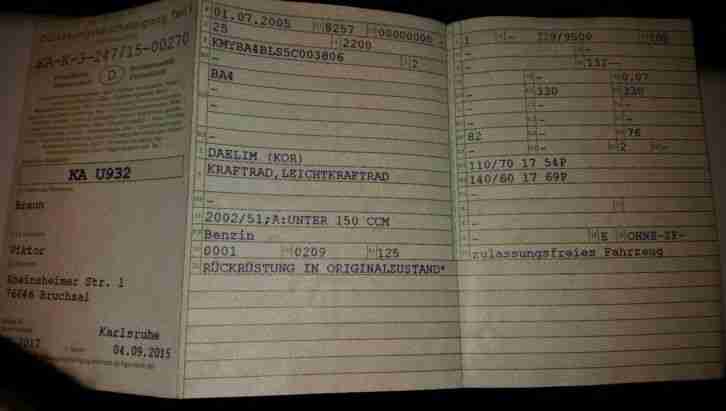 Motorrad Daelim Roadwin 125 ccm mit TÜV bis 09.2017