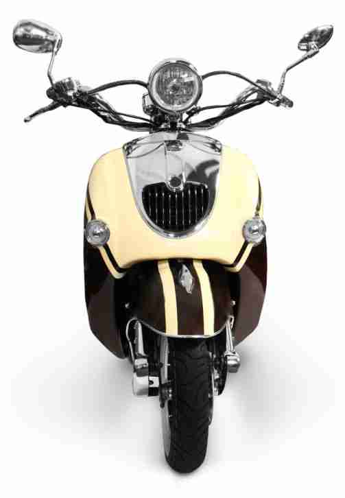 Motorroller Retro Roller 125 CCM- 90 KmH braun/beige Scooter ARTEMIS BASIC 2017