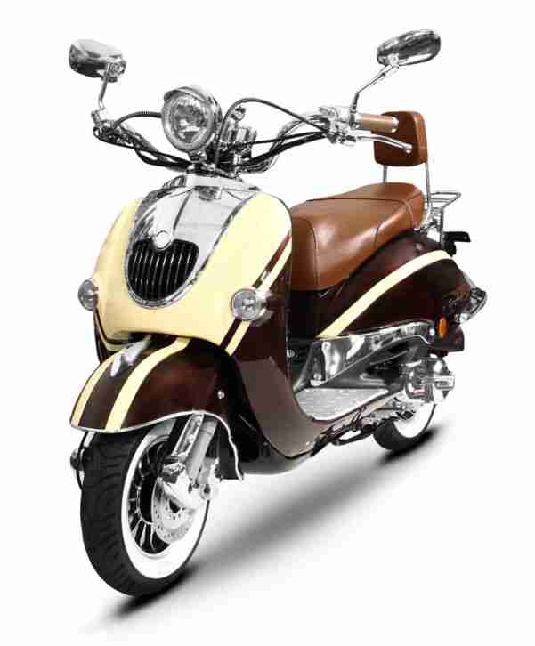 Motorroller Retro Roller 125 CCM- 90 KmH braun/beige Scooter ARTEMIS BASIC 2017