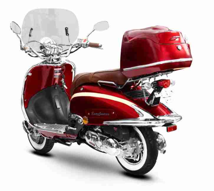 Motorroller Retro Roller Motorrad 125 CCM-90 KmH rot/beige EasyCruiser ARTEMIS