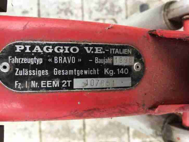 PIAGGIO BRAVO Bj.1990 Motorfahrrad Moped Oldtimer an Bastler zum Restaurieren