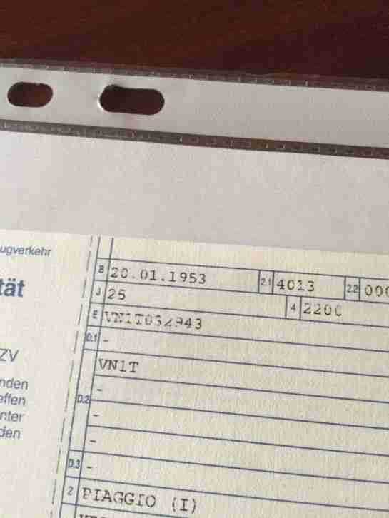 Piaggio 123 ccm Faro Basso Vespa oldtimer VN1T 1953