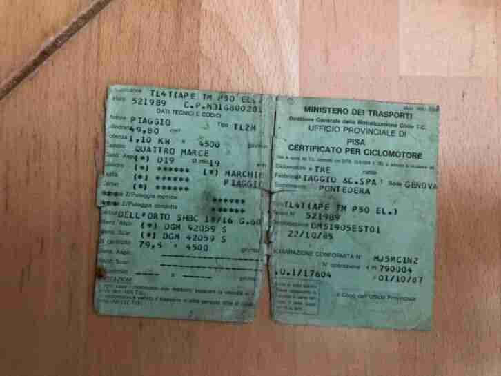 Piaggio APE 50 TL4T, Bj 1987, Pritsche