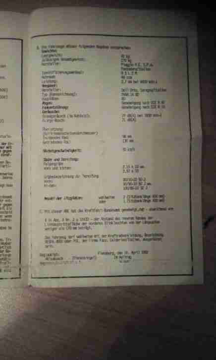 Piaggio Sfera NSL 50 Mit Papiere und Typenschild