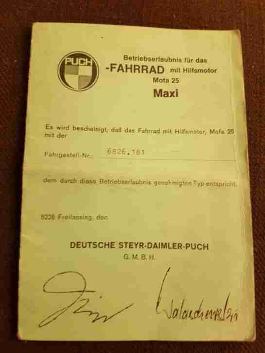 Puch Maxi N Mofa 1977 orginal Zustand mit org Papiere 2Hd Klassiker Topzustand