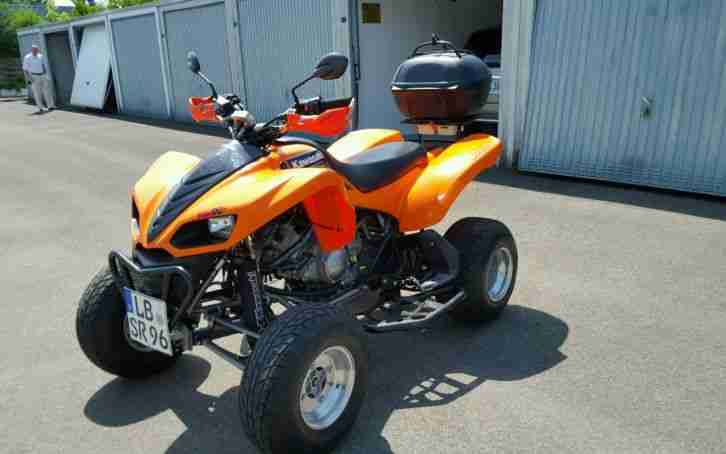 Quad Kawasaki KFX 700 EZ 12/ 2003 orange mit Sportauspuff unfallfrei Helmbox