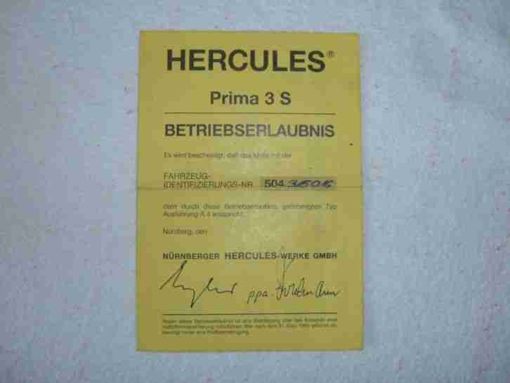 Rennmofa Hercules Prima 3S von 1993 mit Papieren
