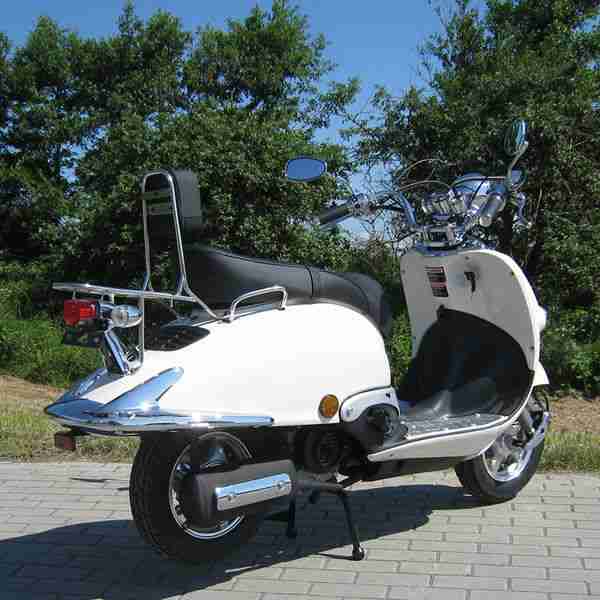 Retro BENZIN ROLLER ZN50QT-H 45 km/h weiß OHNE Koffer Scooter Cityroller NEU