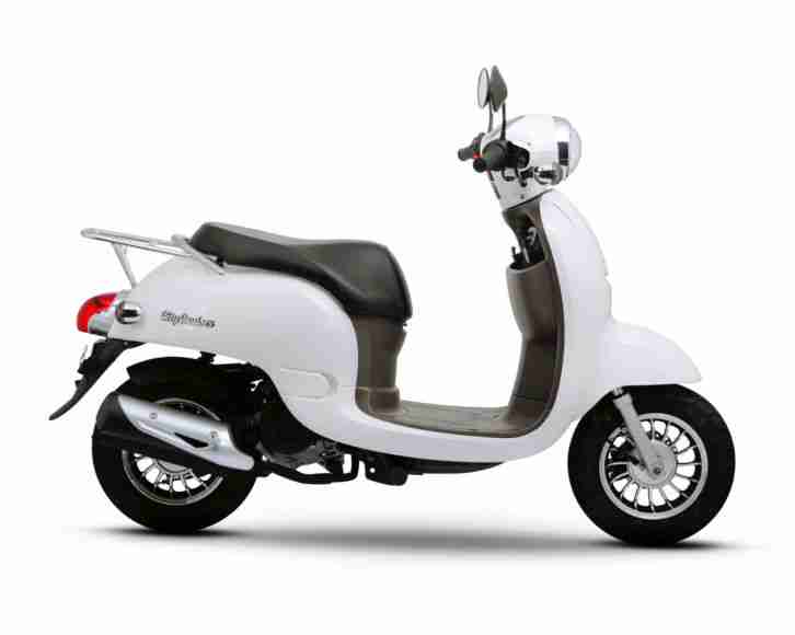 Retroroller Retro Roller Motorroller Moped Scooter Mofa 25 49 50 ccm weiss Neu