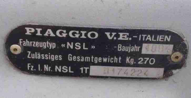 Roller Piaggio Typ NSL Kultstatus, fahrbereit.