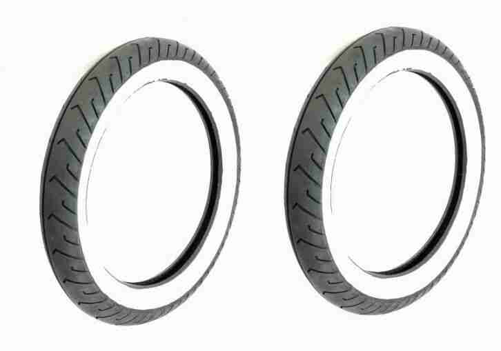 SET kpl 2x Reifen 2,75-16 Mitas MC2 TL/TT 46J Weißwand + Schlauch