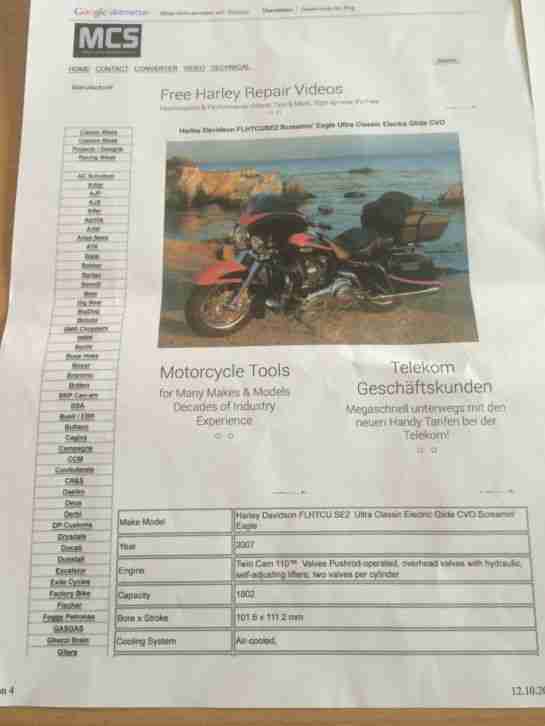 Scraeming Eagle Ultra Classic Elektra Glide CVO, ca. 39000 KM