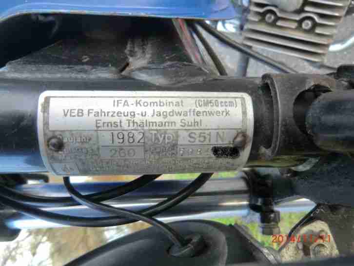 Simson S51N 4 Gang Bj. 1982 + Betriebserlaubnis / Video Ansehen