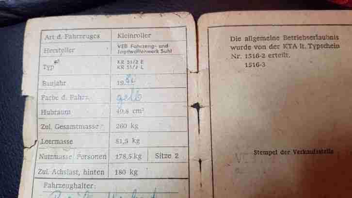 Simson Schwalbe KR51/2 mit Originalpapieren