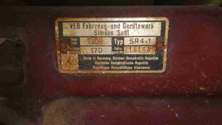 Simson Spatz KR 4-1 SK Baujahr 1969