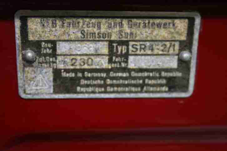 Simson Star SR 4- 2/1 B.j. 1968 mit original Lack