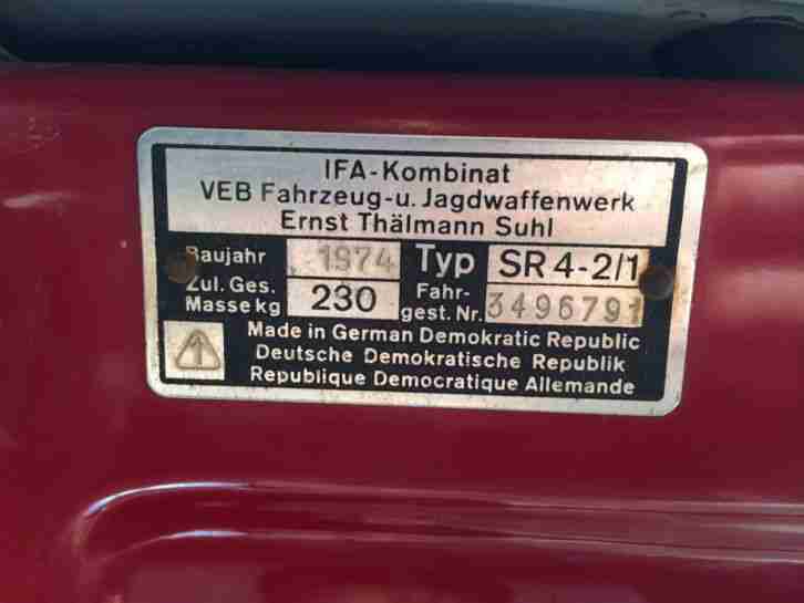 Simson Star SR4-2/1 guter Zustand mit Brief Fahrbereit BJ 1974 VB
