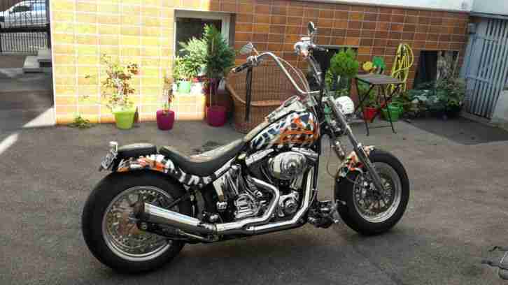 Softail Custum Umbau mit 240 er und Ape Hanger bj 2001