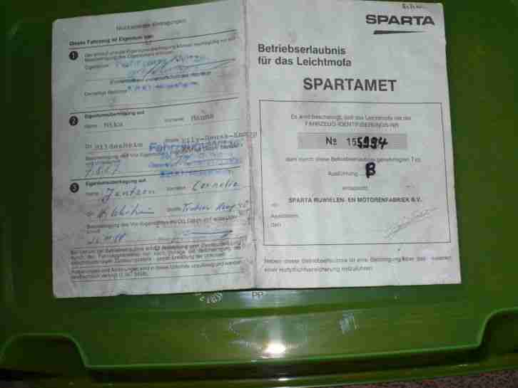 Spartamet Betriebserlaubnis Leichtmofa siehe
