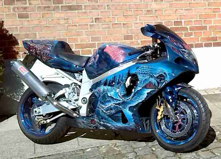Suzuki GSX-R 1000 K1 AIRBRUSH Custom-Bike Unikat, alles eingetragen! Bos-Auspuff