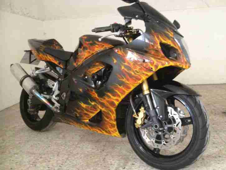 Suzuki GSXR 1000-K3,Einzelstück-Airbrush Flammen Ghostrider Style