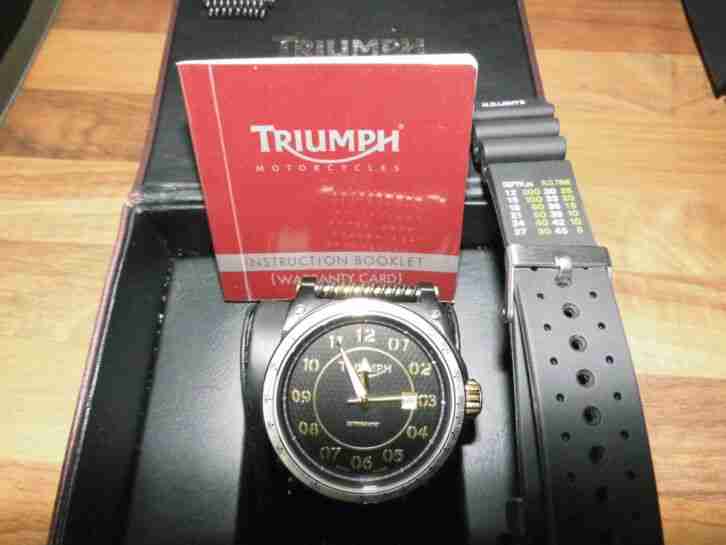 Triumph Automatik Motorcycles Swiss Made Uhr mit Glasboden in Schwarz